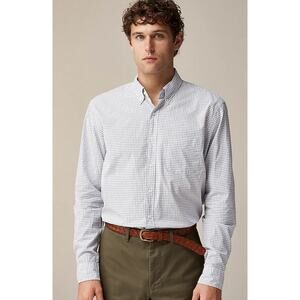 J Crew Mens Secret Wash Shirt XL NWT Plaid Gingham White Blue BW440 J.Crew